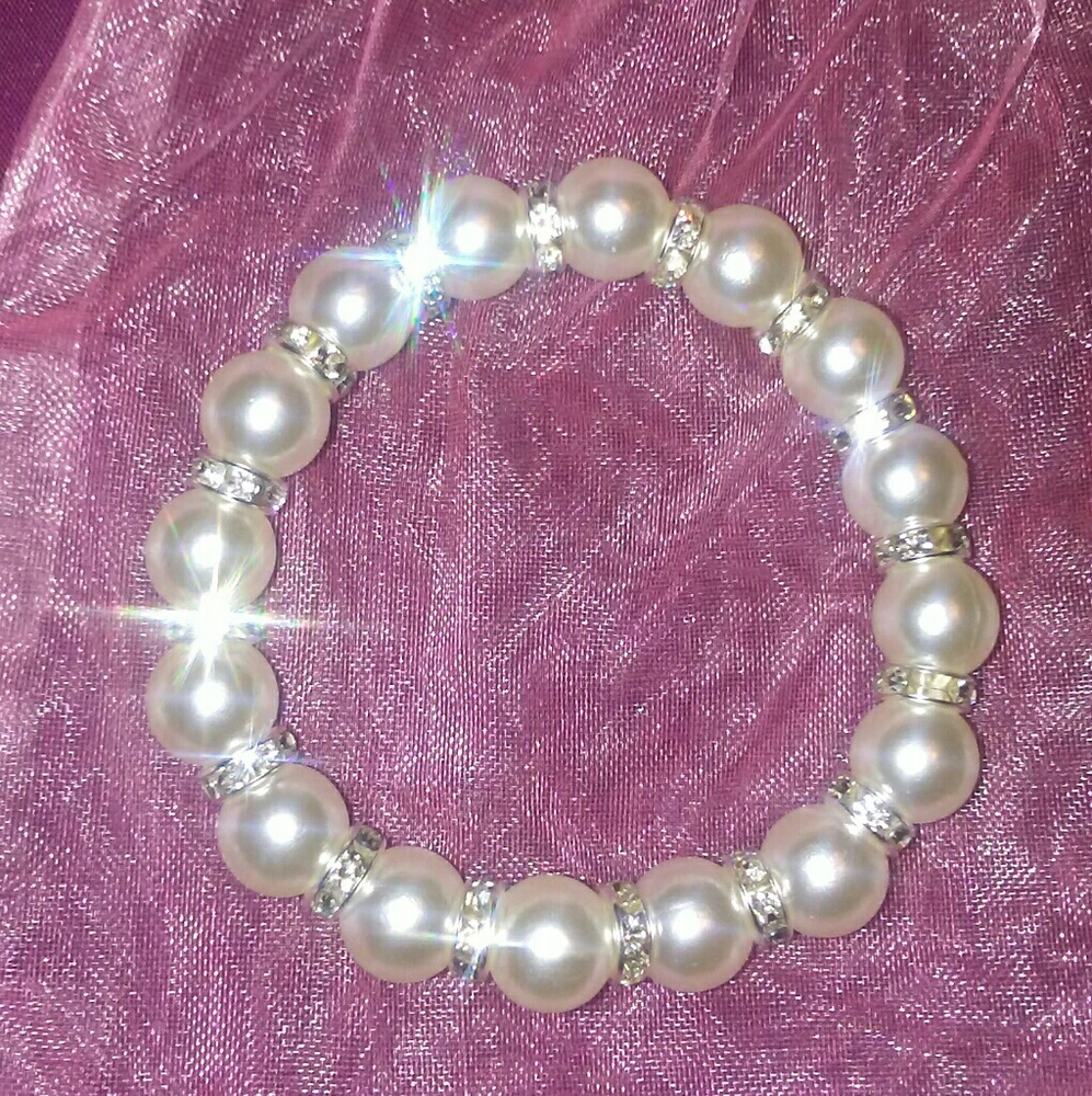 Beautiful faux pearls with sterling & CZ spacers